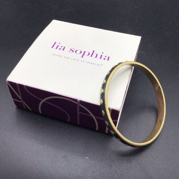 Lia Sophia Bracelet New in Box Cityscape Charcoal Enamel Bracelet Small Signed - Picture 2 of 7